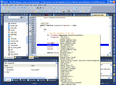 PHP Editor Joomla Dispatch Debug